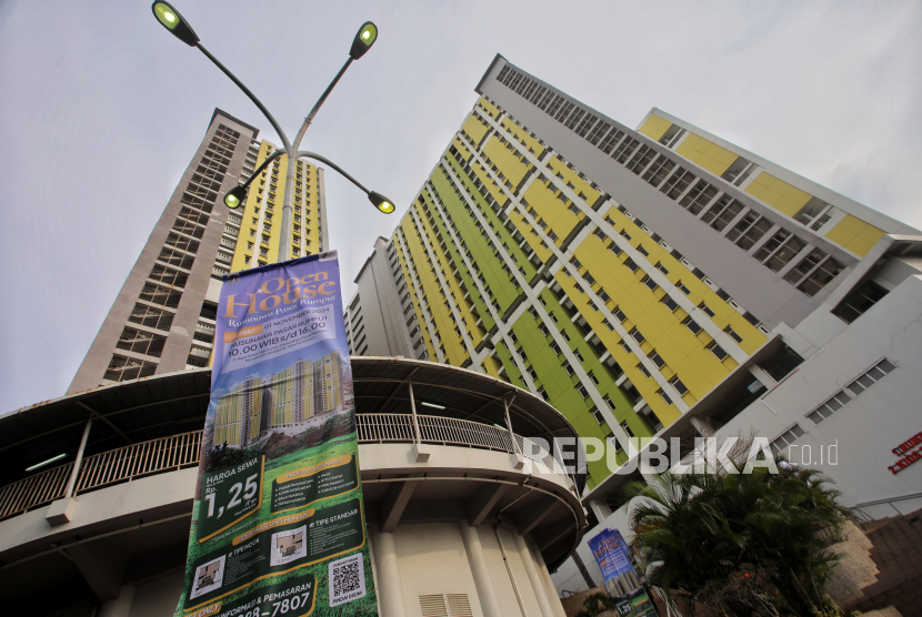 Bangunan Rumah Susun Sewa Sederhana (Rusunawa) Pasar Rumput, Jakarta, Jumat (1/11/2024). 