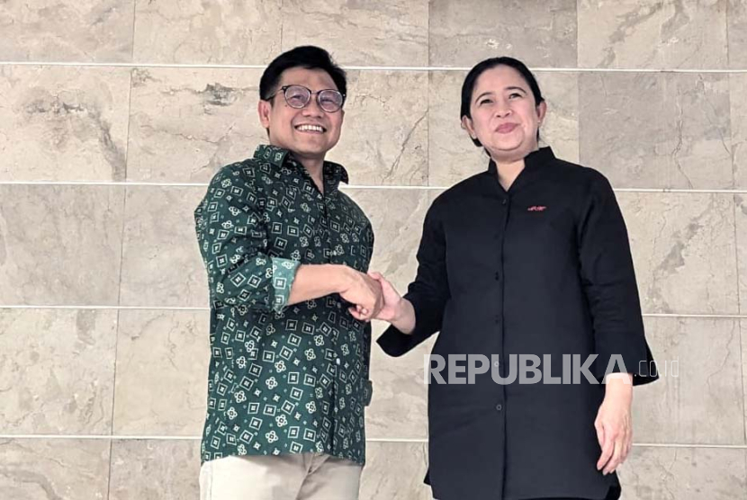 Dewan Pengurus Pusat (DPP) Partai Demokrasi Indonesia Perjuangan (PDIP) yang dipimpin Puan Maharani bersilaturahim ke kediaman Ketua Umum Partai Kebangkitan Bangsa (PKB), Abdul Muhaimin Iskandar, Jakarta, Kamis (27/7/2023).