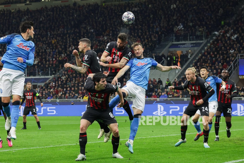  AC Milan Vs Napoli pada leg pertama perempat final Liga Champions 2022/2023.