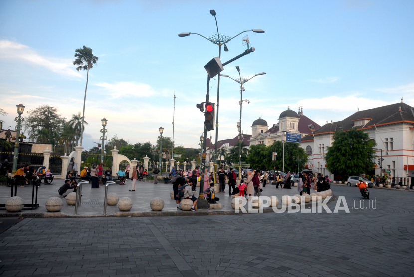 Suasana di kawasan Titik Nol Kilometer Yogyakarta. 