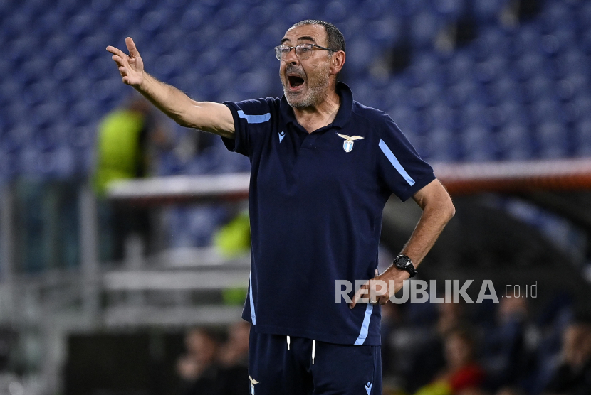 Pelatih kepala Lazio Maurizio Sarri kemungkinan akan memasang Pedro sebagai penyerang tengah saat melawan Juventus. Foto Maurizio Sarri (ilustrasi)