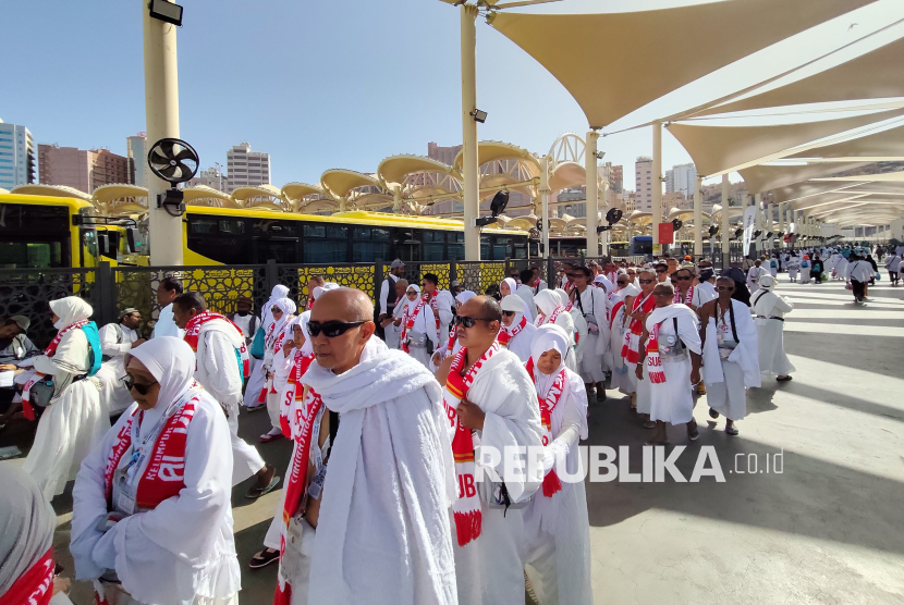 Suasana aktivitas jamaah haji Indonesia di Terminal Syib Amir, Masjidil Haram, Makkah, Arab Saudi, Ahad (17/5/2026) pagi waktu setempat.