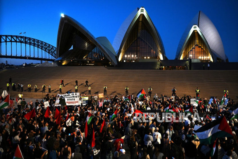 Polisi Australia mengatakan pada Selasa (10/10/2023), sedang menyelidiki protes pro-Palestina di luar Sydney Opera House