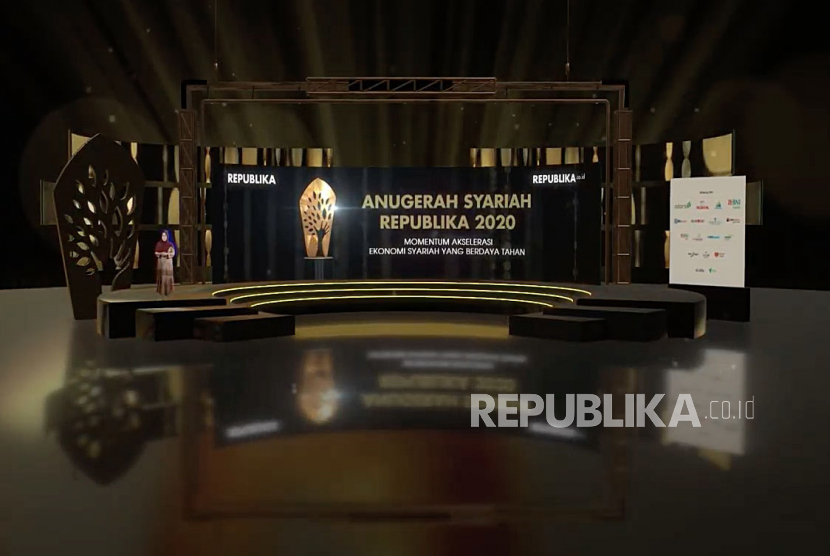Suasana acara Anugerah Syariah Republika 2020 yang diselenggarakan secara daring di Jakarta, Senin (21/12). Foto : Tangkapan Layar/Edwin Putranto/Republika