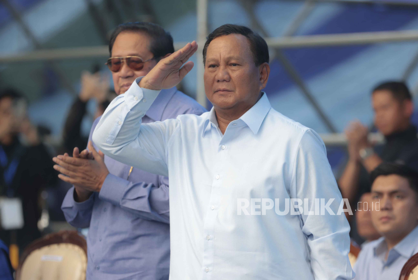 Calon Presiden Nomor Urut 2, Prabowo Subianto ketika melakukan kampanye di Malang, Jakarta. Lembaga survei internasional Roy Morgan merilis hasil jajak pendapat terbaru