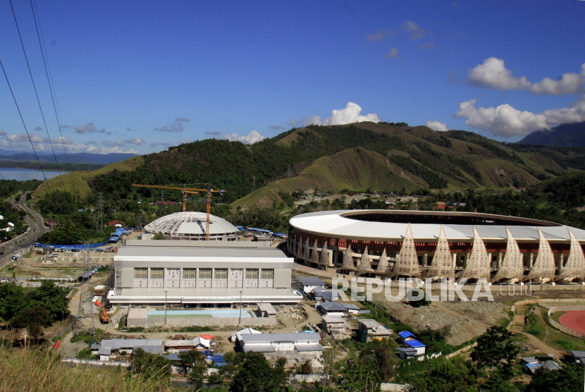 Suasana Lokasi Venue Pon 2020 Papua, Kampung Harapan, Sentani, Jayapura, Papua, Kamis (16/4/2020). KONI Sultra pahami penundaan PON 2020 di Papua.