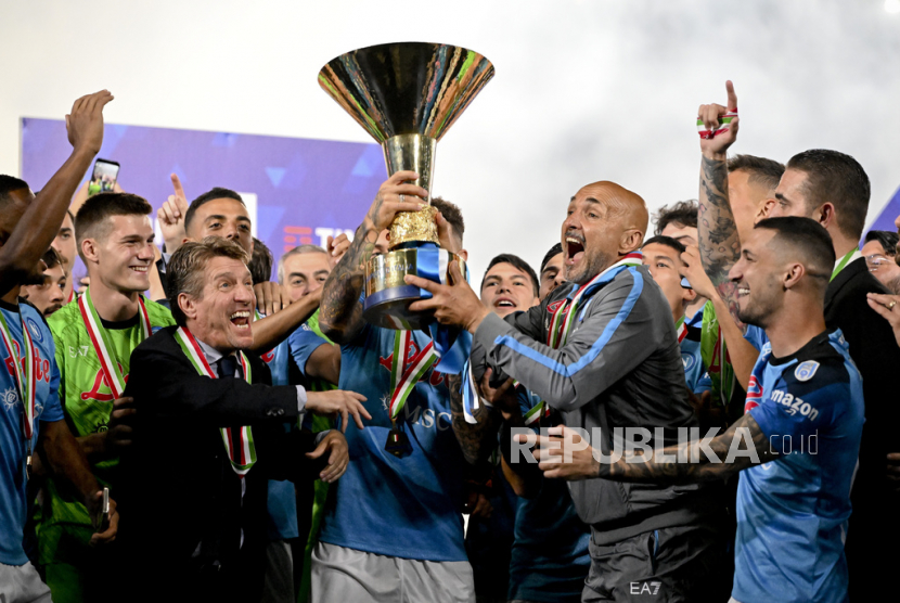 Para penggawa Napoli saat meraih scudetto Serie A Liga Italia musim 2022/2023.