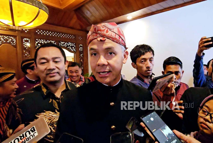 Gubernur Jawa Tengah Ganjar Pranowo ketika ditemui di balai kota Solo, Kamis (24/8/2023). 