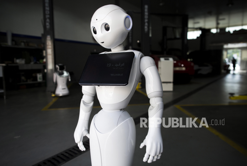 Robot bernama Humanoid memberi pelayanan publik di kantor pemerintah Serbia. Ilustrasi.