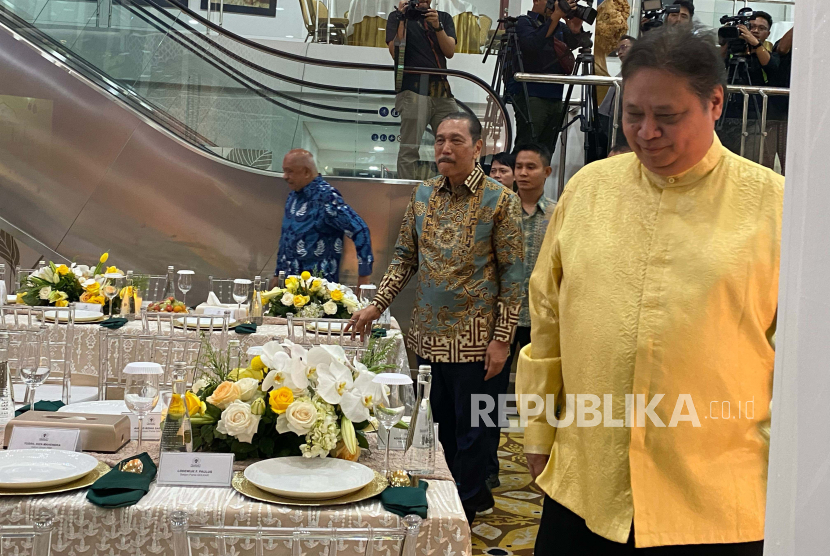 Elite partai politik Koalisi Indonesia Maju menghadiri acara halal bihalal Partai Golkar, di Kantor DPP Partai Golkar, Jakarta, Senin (15/4/2024) malam. WIB 