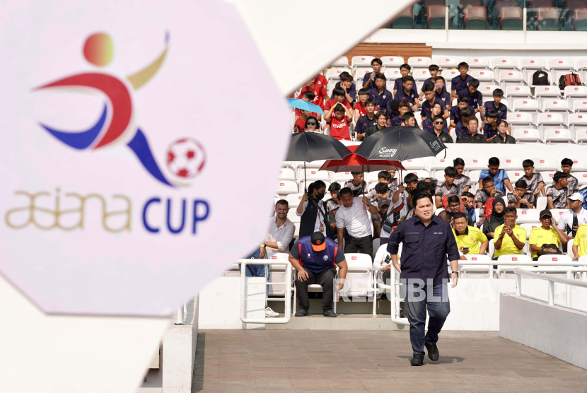 Ketua Umum PSSI Erick Thohir menghadiri Opening Ceremony Asiana Cup 2023 di Stadion Utama GBK, Jakarta, Kamis (26/10/2023).