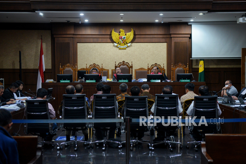 Saksi dihadirkan saat sidang lanjutan dengan terdakwa Eks Menkominfo, Johnny G Plate di Pengadilan Negeri Tipikor, Jakarta, Selasa (29/8/2023). 