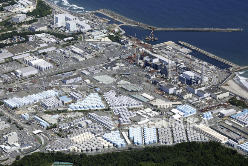 This aerial view shows the Fukushima Daiichi nuclear power plant in Fukushima, northern Japan, on Aug. 22, 2023. Officials plan to start discharging treated radioactive wastewater from the damaged Fukushima Daiichi nuclear power plant into the Pacific Ocean on Thursday, a contentious step more than 12 years after a massive earthquake set off a battle with ever-growing amounts of cooling water. 