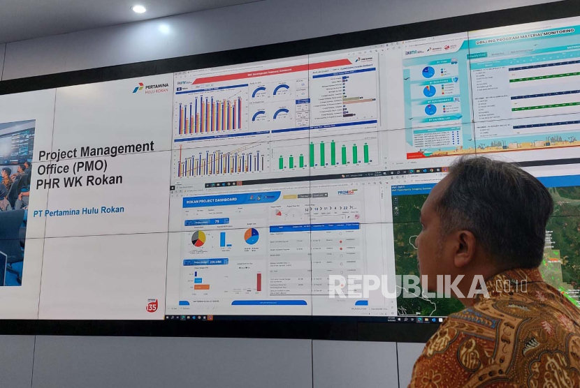 Fasilitas Ruang Digital & Innovation Center (DICE) PT Pertamina Hulu Rokan sebagai pusat kontrol seluruh operasional di Wilayah Kerja Rokan, Riau.