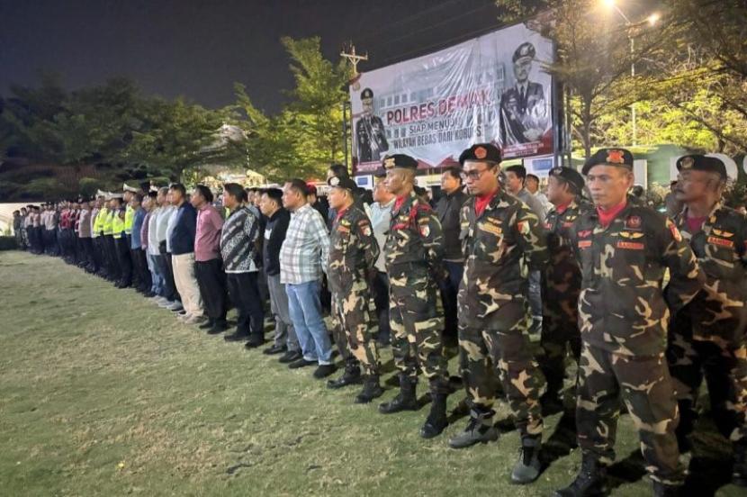 Polres Demak gelar patroli gabungan dan rakor antisipasi aksi anarkis.