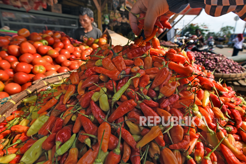 Pedagang cabai melayani pembeli (ilustrasi). Harga cabai rawit di Jawa Timur mulai merangkak naik.