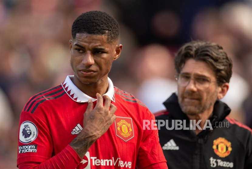 Pemain Manchester United Marcus Rashford  siap membela timnya menghadapi Sevilla pada leg kedua perempat final Liga Europa.