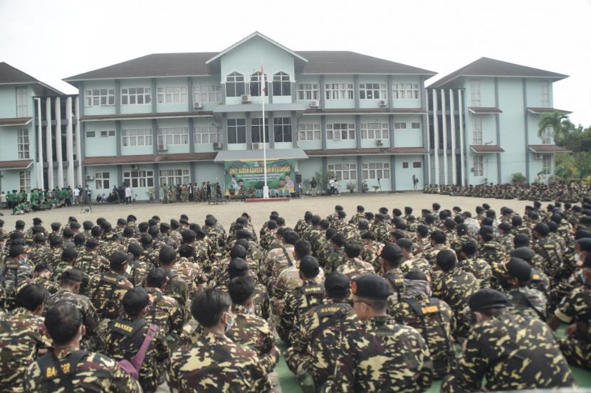 Muktamar NU Diusulkan Bahas Ushul Fiqih Kebudayaan. Foto: 1.500 anggota Banser Nahdlatul Ulama (NU) siap amankan pelaksanaan Muktamar ke-34 NU di Lampung, 22-24 Desember 2021.