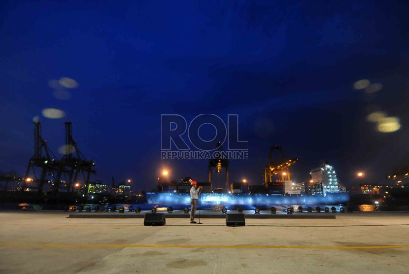  Tempat Presiden Jokowi yang direncanakan akan mengumumkan susunan kabinetnya di Terminal Dermaga 3 Tanjung Priok, Jakarta Utara, Rabu (22/10). (Republika/Agung Supriyanto)