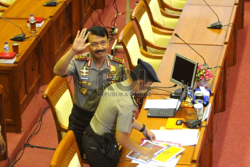  Calon Kapolri Komjen Pol Budi Gunawan mengikuti uji kelayakan dan kepatutan calon Kapolri di Komisi III, DPR RI, Jakarta, Rabu (14/1). (Republika/Agung Supriyanto)