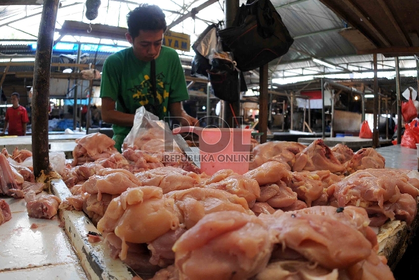 Pedagang ayam memotong ayam (ilustrasi)