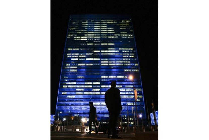 AS Tuding Dubes RI untuk PBB tak Berani Sanksi Iran. Foto: Gedung markas Persatuan Bangsa Bangsa (PBB) di New York.   (AP/Julie Jacobson)