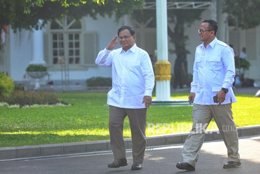 Ketum Gerindra Prabowo Subianto (kiri) bersama Waketum Gerindra Edhy Prabowo. (ilustrasi)