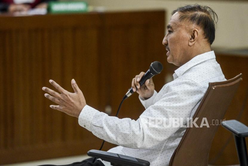 Terdakwa kasus korupsi proyek KTP Elektronik Markus Nari menjalani sidang di Pengadilan Tipikor, Jakarta, Senin (21/10).