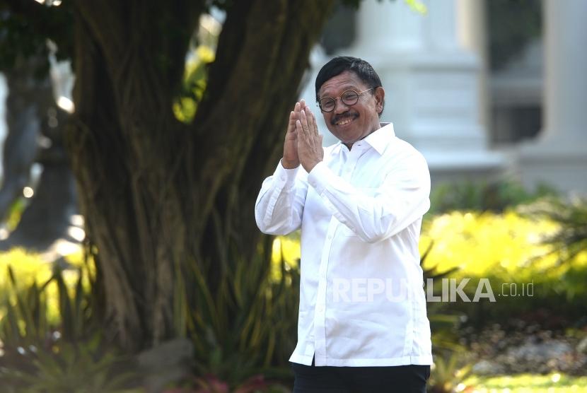 Diundang Ke Istana Kepresidenan. Politisi Partai Nasdem Johnny G. Plate tiba di Istana Kepresidenan untuk bertemu Presiden Joko Widodo, Jakarta, Selasa(22/10).