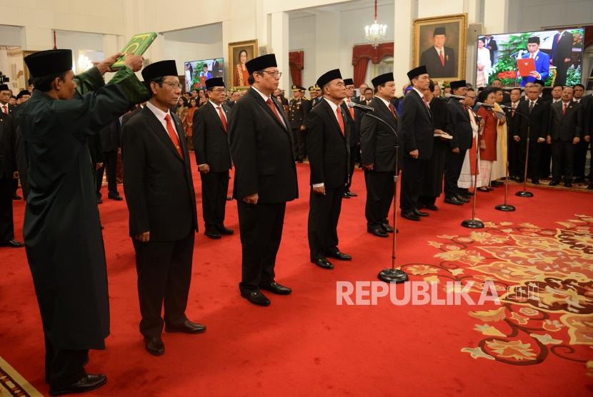 Pelantikan Kabinet Indonesia Maju. Pelantikan Kabinet Indonesia Maju oleh Presiden Joko Widodo di Istana Negara, Jakarta, Rabu (23/10).