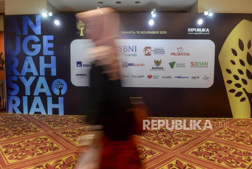Suasana jelang Anugerah Syariah Republika 2019 di Hotel JW Marriot, Jakarta, Selasa (19/11).