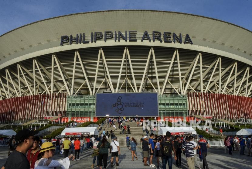 Suasana jelang pembukaan ajang perhelatan Sea Games 2019 di Stadion Phillipine Arena, Bulacan, Filipina, Sabtu (30/11).