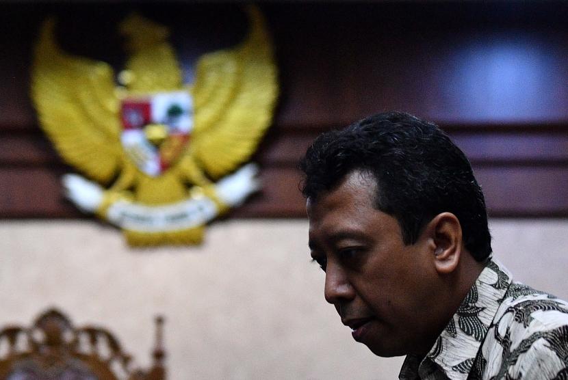 Politikus PPP Romahurmuziy menjalani sidang vonis di Pengadilan Tipikor Jakarta Pusat, Jakarta, Senin (20/1/2020).
