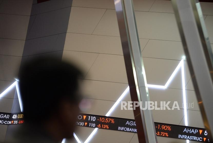 Karyawan mengamati layar pergerakan Indeks Harga Saham Gabungan (IHSG) di Bursa Efek Indonesia, Jakarta. ilustrasi (Republika/Prayogi)
