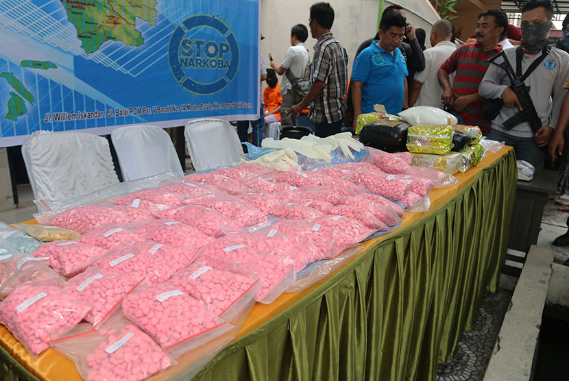 Drugs confiscated in a raid in North Sumatra. (File photo)