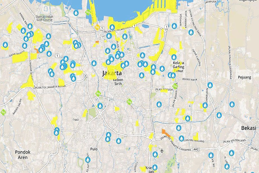 Peta titik banjir di wilayah Jakarta.