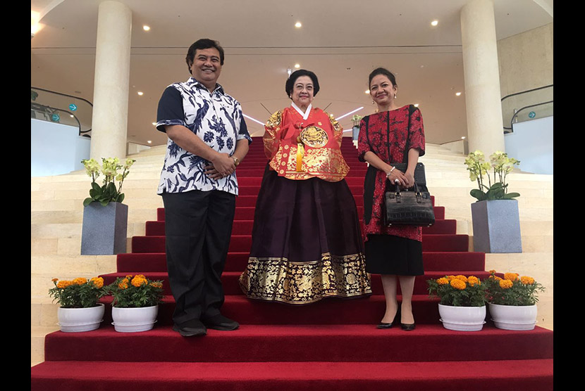 Former Indonesian President Megawati Soekaroputri attends the inauguration of Megawati Botanical Garden in Jeju Island, South Korea.