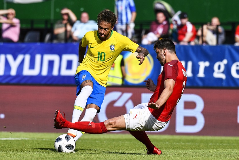  Brasil menang telak dengan skor 3-0 atas Austria pada laga pertandingan uji coba Piala Dunia 2018 di Vienna, Ahad (10/6).