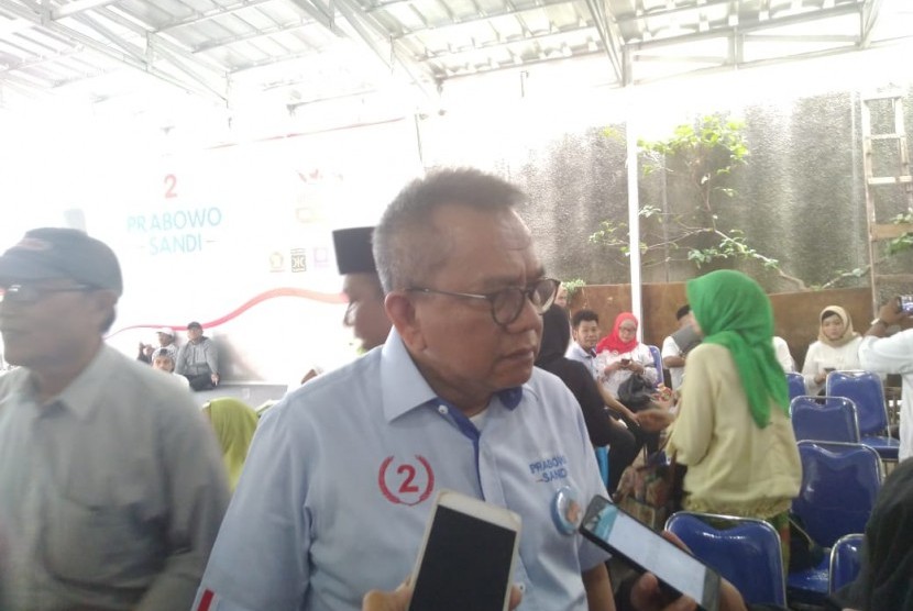 Ketua DPD Gerindra DKI Jakarta, M Taufik dalam diskusi Timses Prabowo-Sandi di Menteng, Jakarta Pusat, Selasa (27/11). 