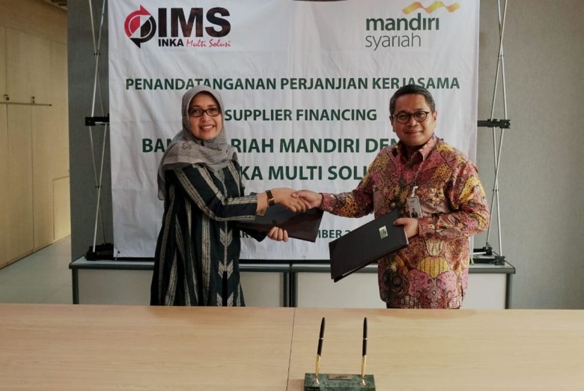 PT Bank Syariah Mandiri (Mandiri Syariah) menggandeng PT Inka Multi Solusi dalam hal fasilitas pembiayaan supplier financing. Penandatanganan Perjanjian Kerjasama tentang penyaluran Fasilitas BSM-iB Supplier Financing (iB SF) kepada Supplier ditandatangani di Jakarta, Rabu (26/12).