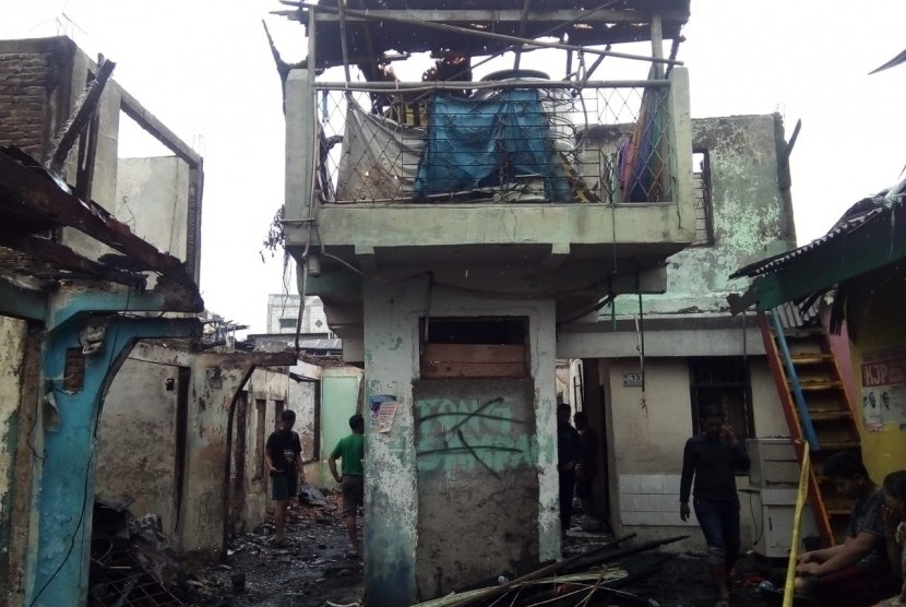 Kondisi Permukiman di Rawa Kepa, Tomang, Jakpus, senin (21/1/2019). Sebanyak 250 rumah terbakar di permukiman padat.