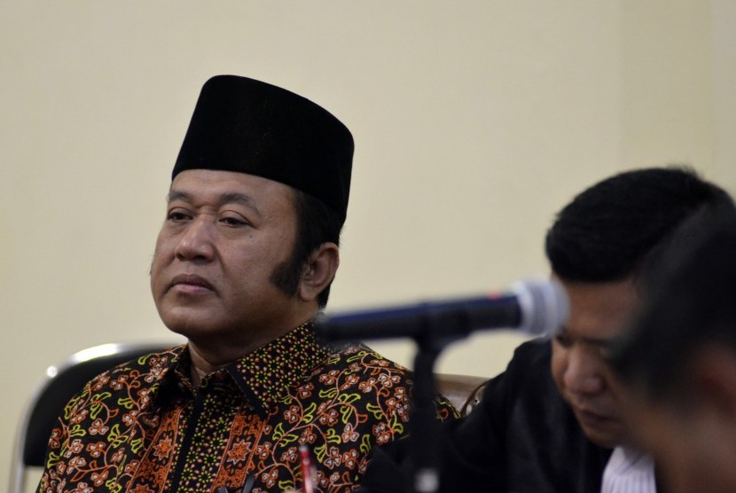 Bupati Nonaktif Lampung Selatan Zainudin Hasan saat menjalani sidang di Pengadilan Tipikor Bandar Lampung, Lampung, Senin (21/1/2019).