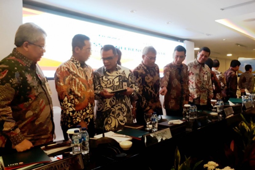 Paparan kinerja PT Bank Negara Indonesia (BNI) sepanjang 2018 di Grha BNI, Jakarta Pusat, Rabu (23/1).