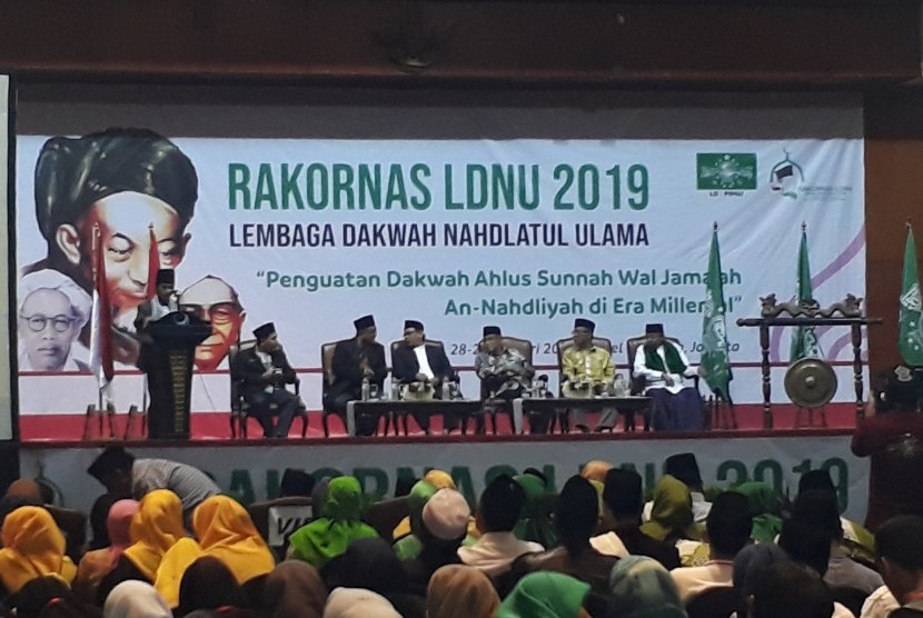 Sekitar 1.500 kader NU menghadiri Rapat Koordinasi Nasional  (Rakornas) LDNU 2019 di Auditorium Bina Karna, Hotel Bidakara, Jakarta  Selatan, Senin (28/1).