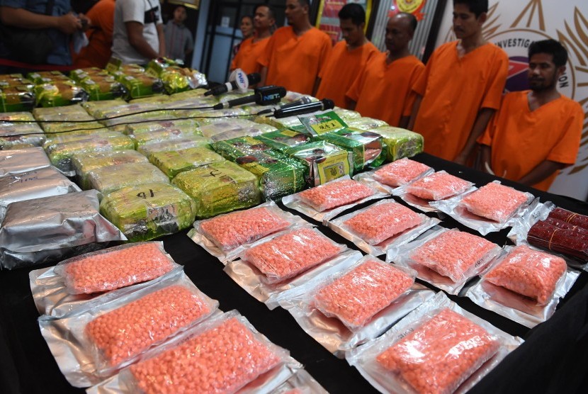 Drugs confiscated in a raid in Jakarta. (File photo)