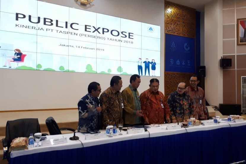 PT Taspen menggelar Public Expose untuk memaparkan kinerja sepanjang 2018 di Kantor Pusat Taspen, Jakarta, Kamis, (14/2).