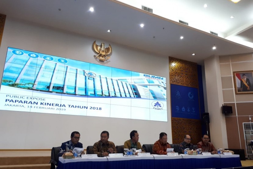 PT Taspen menggelar Public Expose untuk memaparkan kinerja sepanjang 2018 di Kantor Pusat Taspen, Jakarta, Kamis, (14/2).