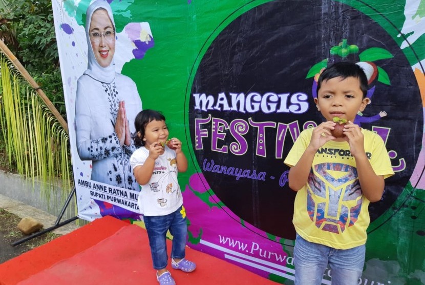 Suasana Festival Manggis Purwakarta, yang diselenggarakan Pemkab Purwakarta di Kampung Gandasoli, Desa Babakan, Kecamatan Wanayasa, Sabtu (23/3). (Republika/Ita Nina Winarsih)