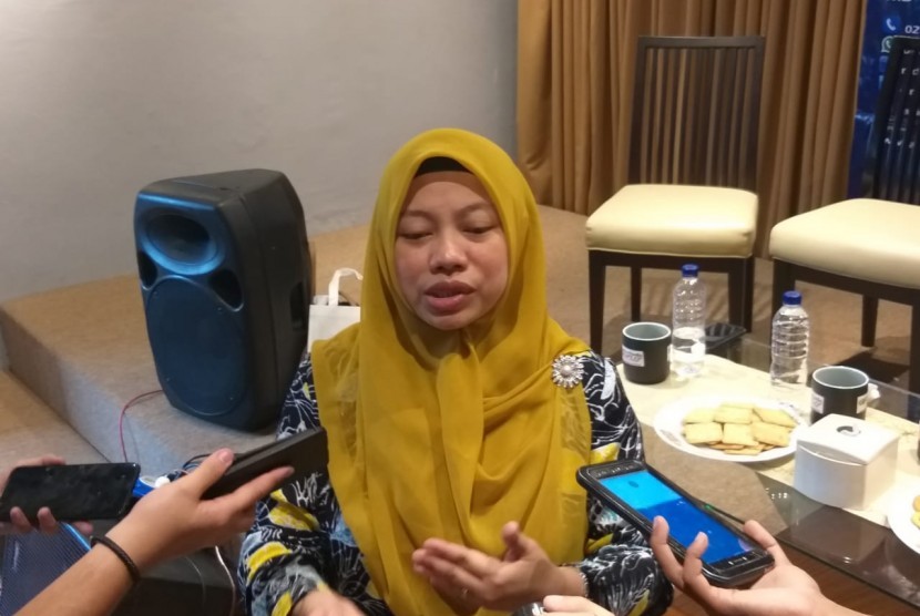 Direktur Eksekutif Perludem Titi Anggraini usai diskusi Perspektif Indonesia di kawasan Cikini, Jakarta Pusat, Sabtu (30/3). 