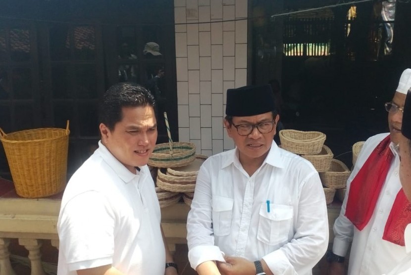 Ketua TKN Jokowi-Ma'ruf, Erick Thohir hadir dalam kampanye akbar Jokowi di Cirebon, Jumat (5/4). 